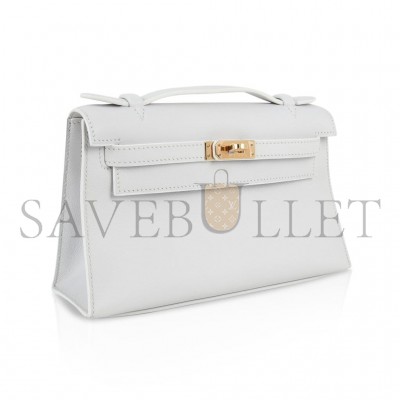 HERMÈS KELLY GENERATION SWIFT MILKSHAKE PLATINUM SILVER BUCKLE (22*14*7cm) 